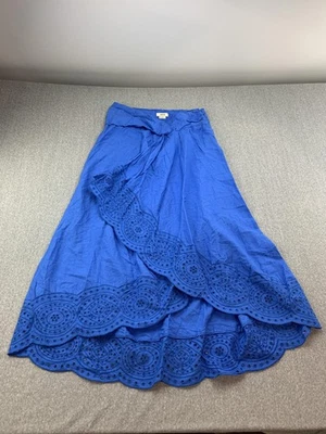 Юбка женская Jason Wu 4 синяя с петлями вышитая льняная миди-обертка летняя богемная - Изображение 1 из 4