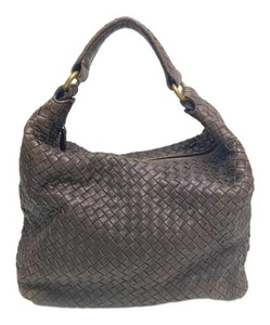 Bottega Veneta Intrecciato Brown Shoulder Bag Hobo Bag Leather 181347 Dust Bag - Picture 1 of 10