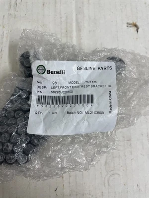 58226V020100 OEM Benelli Left Footpeg Bracket 20 - 23 TNT 135 - Image 1 of 3