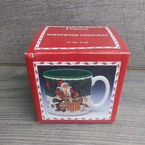 Potpourri Designs Northwoods Christmas Santa 11 Oz Coffee Cup 1996 Jeanne Berry - Picture 1 of 12