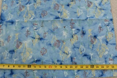 34" Long, Yellow & Brown Fish on Blue Batik Cotton, P3079 - Image 1 of 4
