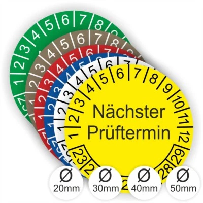 LABELMASTER_DE Prüfplaketten Nächster Prüftermin UVV DGUV Ø:20mm-50mm UV-RESISTENT-KRATZFESTa11