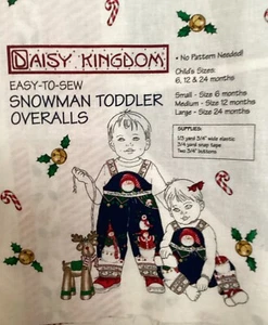 Daisy Kingdom Snowman Baby Toddler Christmas Overalls Fabric Panel 6-24 Months - Picture 1 of 8