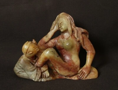 China Antiques, Shoushan Stone Hand Carved Symbolic Romantic Scene Statue - Image 1 of 4