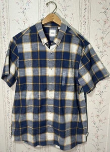 New With Tags ROWM Men’s Plaid Button Up Short Sleeve Shirt Blue Size L - Picture 1 of 9