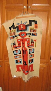 *Vintage Native South American Hand Woven Wool Tapestry Wall Art 43x26 - Picture 1 of 5
