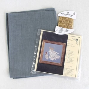 Lavender & Lace Angel of Mercy Counted Cross Stitch Pattern with Linen Fabric - Picture 1 of 4