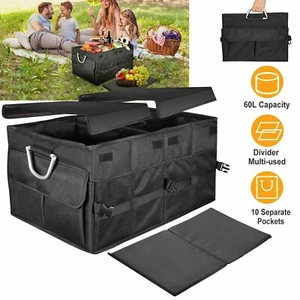 60L Car Trunk Large Collapsible Cargo Organizer Foldable Storage Box Bag RV SUV - Picture 1 of 11