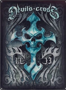 Plaque métal Alchemy tête de mort DEVIL'S CROSS - 40 X 30 cm - Picture 1 of 1