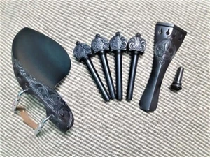 Fleur de lis Design, Carved Violin Accessories in Ebonywood- 4/4 size 😀👌 - Picture 1 of 6