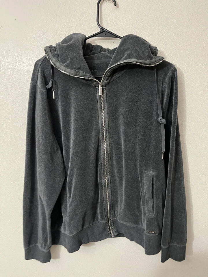 CALVIN KLEIN Performance Quick Dry Gray Funnel Neck Full Zip Sweatshirt L Velour - Image 1 of 4