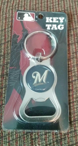 New/ NOS Milwaukee Brewers Bottle Opener/ Key Ring/ MLB Cover