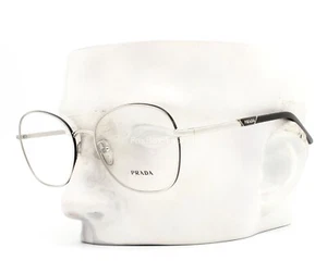 Prada Eyeglasses Glasses VPR 64Y GAQ-1O1 Polished Silver w/ Black Rims 54-18-135 - Picture 1 of 9