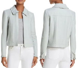 Neu mit Etikett $ 950 Rebecca Taylor Lederjacke mit Rüschenbesatz Größe 4 - Bild 1 von 12