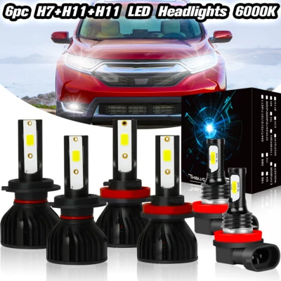 For Land Rover LR2 LR4 2010 2011 2012 2013 2014 2015 LED Headlight Fog Bulbs Kit - Image 1 of 4