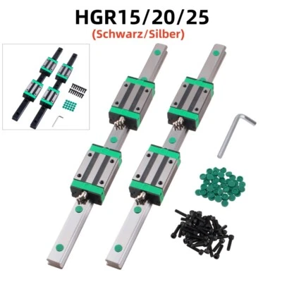 HGR15 HGR20 HGR25 Linearführung Führungsschiene Rail +4X HGH15/20CA Gleitblocks - Bild 1 von 4