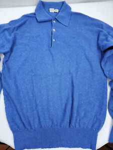 Davide Cenci Men's 100% Cashmere Blue Polo Shirt Knit Sweater 50 S / M Italy