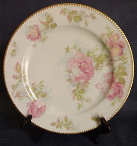 Haviland & Co.~ France ~  ROUND SERVING PLATE ~ Large Pink Roses on White Lustre - Picture 1 of 4
