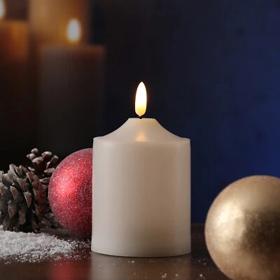 LED Kerze für Außen Garten Balkon flackernd Timer H: 12,5cm creme outdoor - Bild 1 von 3