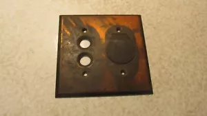 Antique Japoned Coppertone Push Button Light Switch Plate - Picture 1 of 2