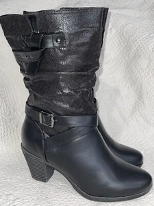 Ashley Stewart Ankle Boots SOLE Lift BLACK 9 Wide - Picture 1 of 5