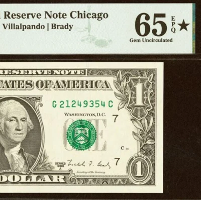 1988A $1 Federal Reserve Note PMG 65EPQ Gem Chicago Fr 1915-G - Image 1 of 3