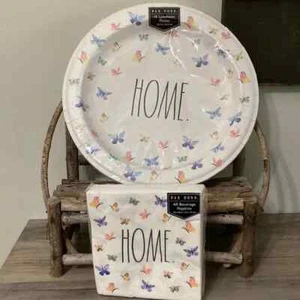 Rae Dunn HOME BUTTERFLY PAPER LUNCHEON PLATES AND NAPKINS - Picture 1 of 7