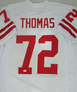 Camiseta deportiva blanca firmada de Tejón Joe Thomas automática - marrón de la corte - jsa - Imagen 1 de 2