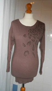 Jane Norman - Long Brown Jumper Dress / Tunic / Top - Size 8 - 10 - Angora mix - Picture 1 of 7