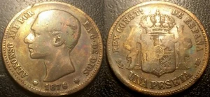 Espagne - Alfonso XII - 1 peseta argent 1876 DE-M, Madrid - KM#672 - Imagen 1 de 1