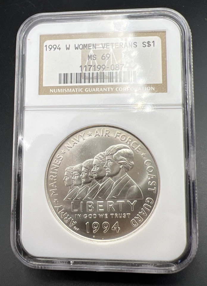 1994 W Womens Veterans Commemorative Silver Dollar Coin NGC MS69 Gem BU UNC #087 - Image 1 of 4