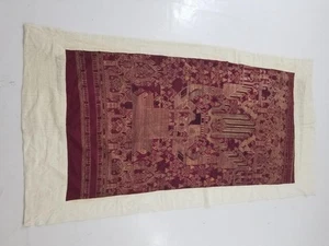Tessuto Laos vintage tradizionale tessuto a mano e ricamato 172x89 cm - Foto 1 di 12