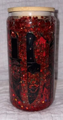 Vaso globo de nieve de vidrio con tema de Halloween con paja 16 oz Foto 1 de 4