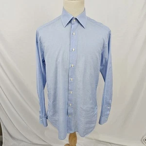 Suitsupply Cotton & Linen Dress Shirt Light Blue Testa Fabric 16 x 36 EUC - Picture 1 of 9
