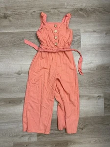 Art Class Brand, Girls Romper, Size M (7/8), Color: Coral, Wooden Buttons - Imagen 1 de 3