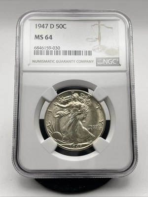 1947 D Walking Liberty Half Dollar NGC MS64 - Image 1 of 4