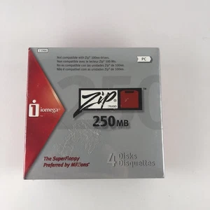 NEW - Iomega 250MB Zip PC Disks SEALED 4-Pack - Picture 1 of 4