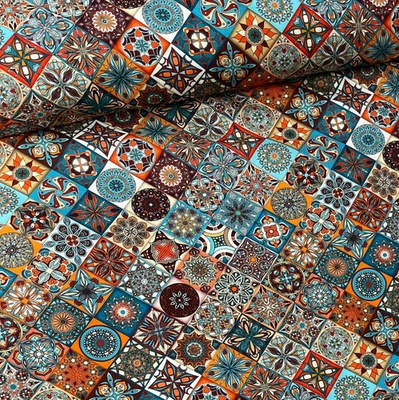 Stoff Baumwolle Meterware Baumwollstoff  Yantra Patchwork Mandala Design - Bild 1 von 4