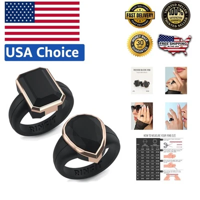 Patented Design Women's Silicone Wedding Ring - Durable, Size 6, Black/Rose - Image 1 of 4
