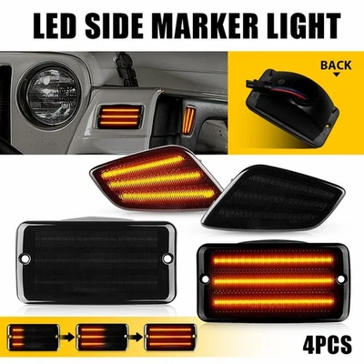 Amber Dynamic Yellow LED Side Markers Light Fit Jeep Wrangler 1997 TJ 1998-2006 - Image 1 of 4