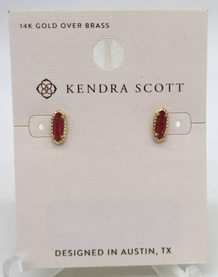 Aretes Kendra Scott Emma marmoleados rosa intenso ilusión oro 14K sobre latón Foto 1 de 4
