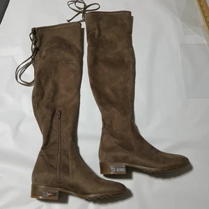 Guess Botas Sobre la Rodilla Mujer Talla 7M Marrón 1" Tacón Bloque Cremallera al Tobillo - Imagen 1 de 6