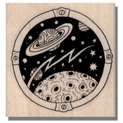Sello de goma montado, ESCENA ESPACIAL, viaje, cielo, luna, tierra, estrellas, ovnis, vida extraterrestre, sm Foto 1 de 2
