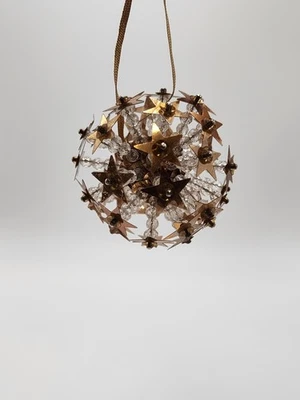 Christmas Ornament Bauble Beaded Gold Star Retro Vintage Holiday Decor - Image 1 of 4
