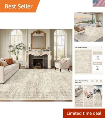 Lujosa alfombra vintage beige 8x10 - lavable y resistente a las manchas cómoda Foto 1 de 4