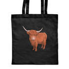 'Highland Cow' Classic Black Tote Shopper Bag (ZB00016336)