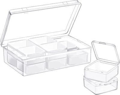 12 Pieces Plastic Clear Storage Box Organizer with Snap-Tight Closure Latch Mini - Image 1 of 4