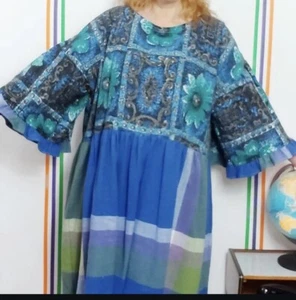 Vintage Barkcloth Handmade Dress. Oversized 16,18,20,22, 24,26, One Of A Kind - Picture 1 of 4