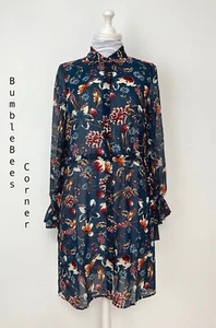 Zara langes Shirt BLUMENDRUCK Bluse SEITLICHER SCHLITZ Kordelzug Schleife XS Oberteil neu mit Etikett 8349/174 - Bild 1 von 20