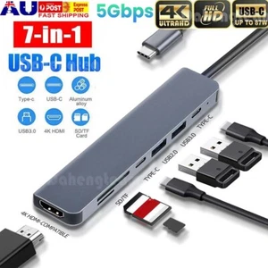 7-in-1 Aluminum USB Type-C Port Pro Hub HDMI 4K HD SD/TF Adapter For MacBook Pro - Picture 1 of 15